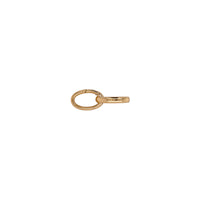 Left side up of the Large Oval Double-linked Charm clasp, a 14K gold large oval double-link charm clasp.