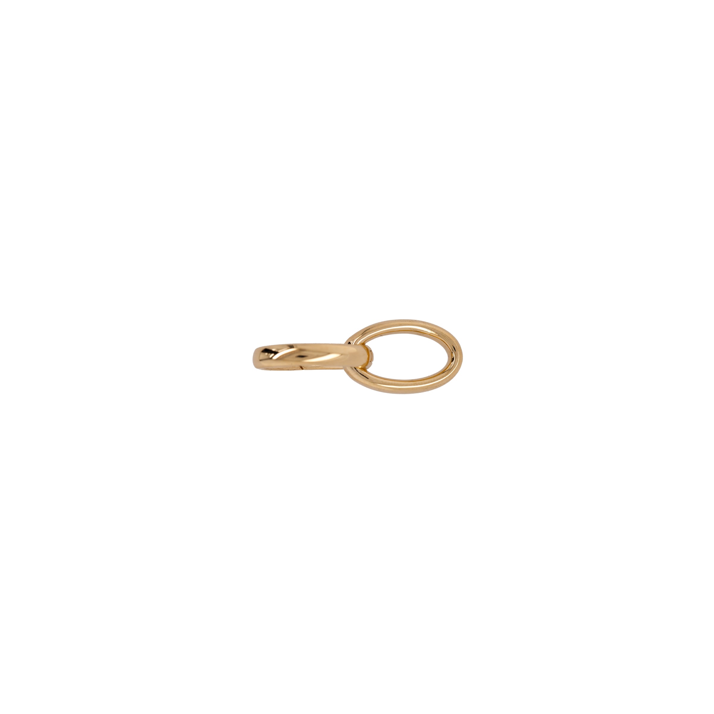 Right side up of the Large Oval Double-linked Charm clasp, a 14K gold large oval double-link charm clasp.