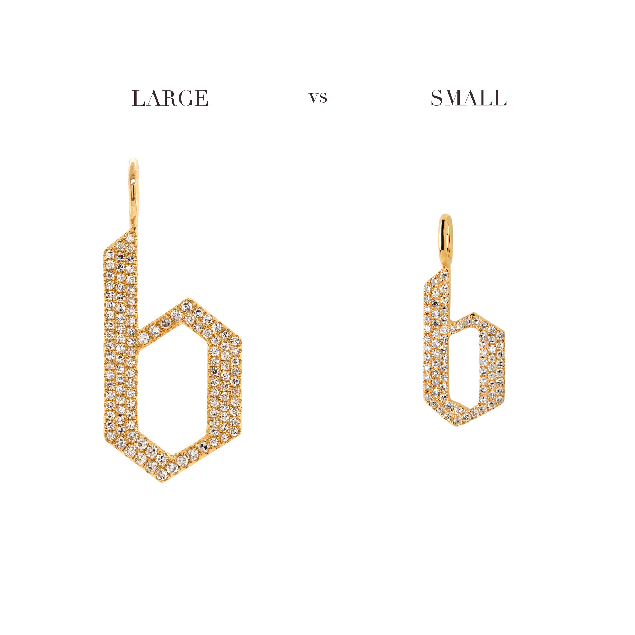 Comparison of the "b" Large White Diamond Alphabet Pendant and "b" Small White Diamond Alphabet Pendant