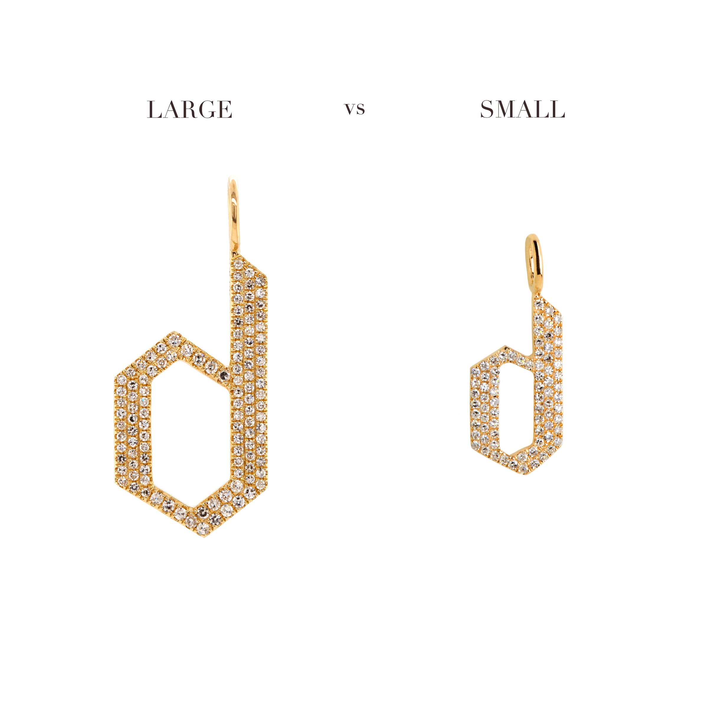 Comparison of the "d" Large White Diamond Alphabet Pendant and "d" Small White Diamond Alphabet Pendant