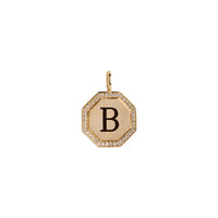 Lettter 'B' engraved in the center of the Yellow Gold Octagon Diamond Pendant