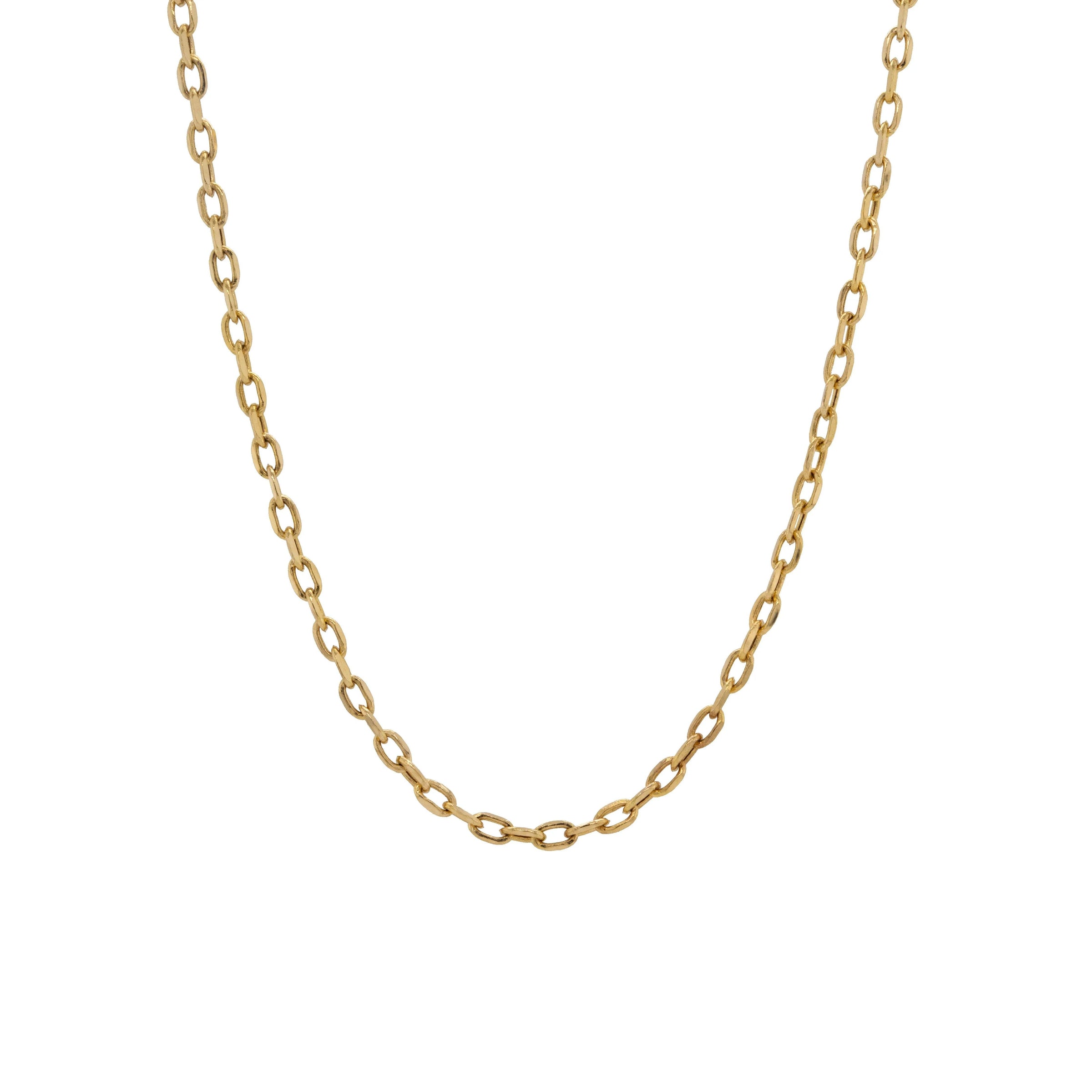 Long Link 19" Necklace Chain: 14K gold chain necklace on a white background