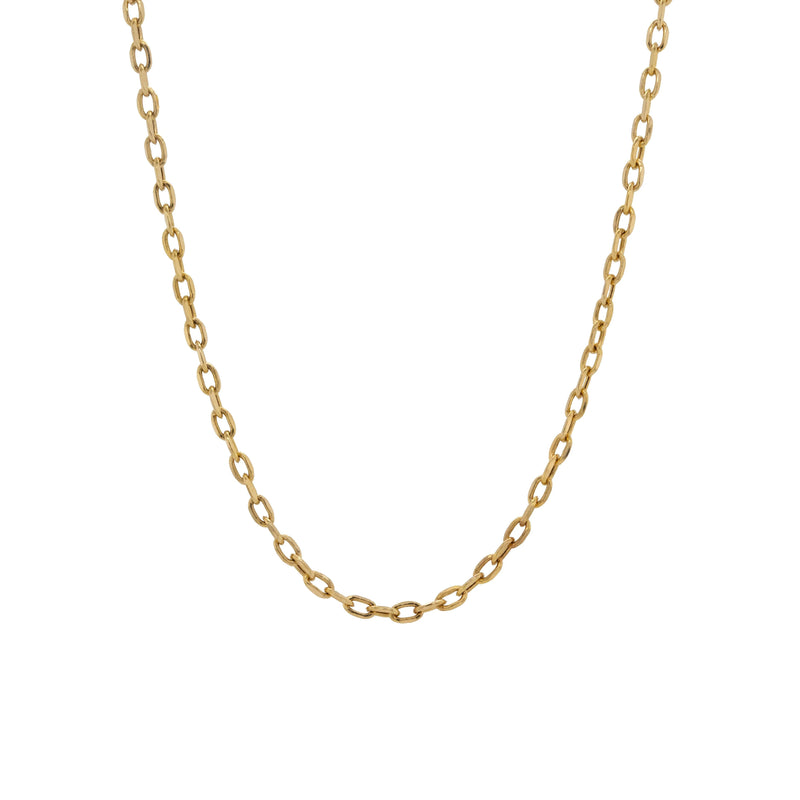 Long Link 19" Necklace Chain: 14K gold chain necklace on a white background