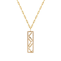 Love Dog Tag Necklace: A 14K gold diamond-encrusted dog tag pendant with a yellow gold chain.