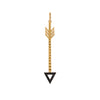 Lovestruck Pendan: A 14K yellow gold charm in the shape of an arrow pointing downwards, set against a white background.