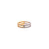 Middle view of Luxe Open Bar Diamond Eternity Ring, half 14K yellow gold and 14K white gold, embedded with white diamonds ring