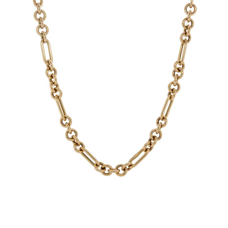 14K Gold Medium Mixed Link  18" Chain on a white background