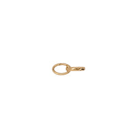 Left side up of the Medium Oval Double-linked Charm clasp, a 14K gold double-link charm clasp with a smooth finish on a white background.
