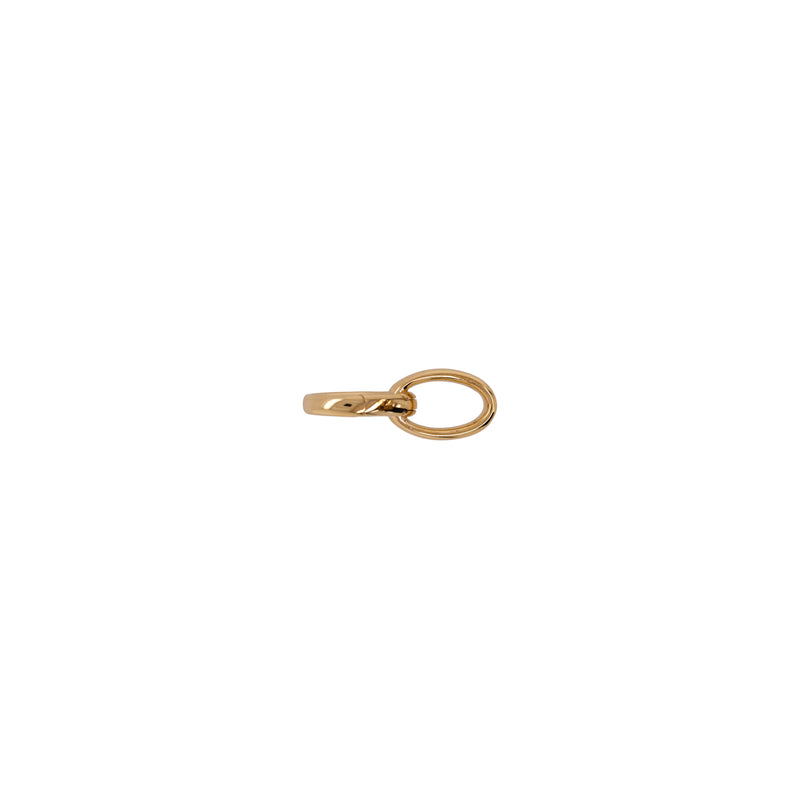 Right side up of the Medium Oval Double-linked Charm clasp, a 14K gold double-link charm clasp with a smooth finish on a white background.