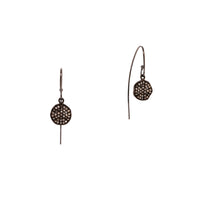 Mini Diamond Disc Earrings: a pair of Oxidized Silver earrings with  Champagne Diamonds 