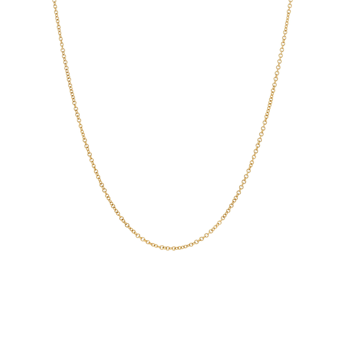 Mini Link 16"-17"-18" Adjustable Chain: 14K gold chain necklace on a white background