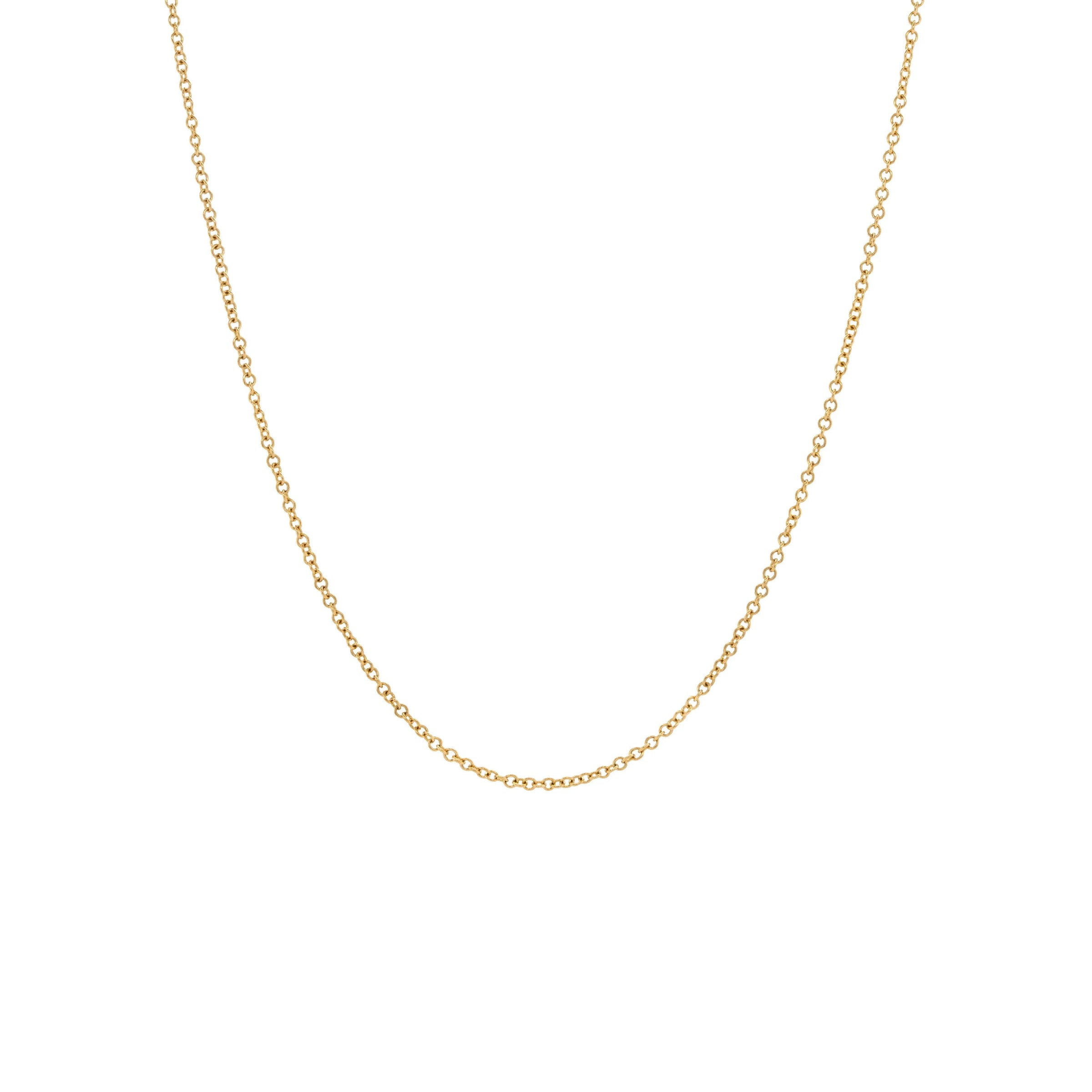 Mini Link 16"-17"-18" Adjustable Chain: 14K gold chain necklace on a white background