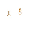 Mini Open Bar Diamond Huggies with Prism Earring Charms: A pair of 14K gold diamond huggies with prism earring charms on a white background.