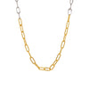 Two-tone Silver and Gold chain necklace, Mixed Metal Timeless Lariat, on a white background