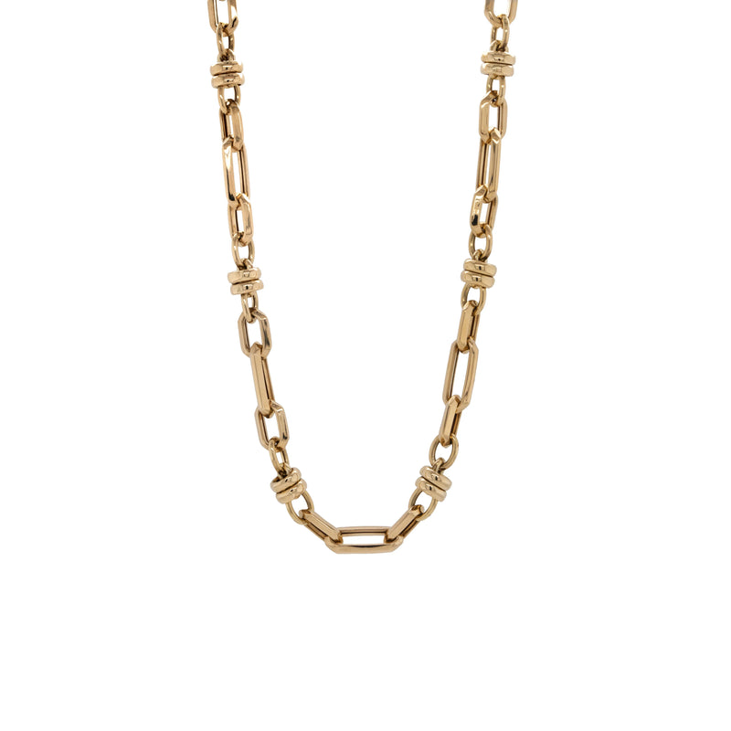 14K Gold Mixed Rondelle Link Chain on a white background