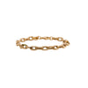Olivia Bracelet, a 14K yellow gold bracelet with a chain design, is displayed against a white background.
