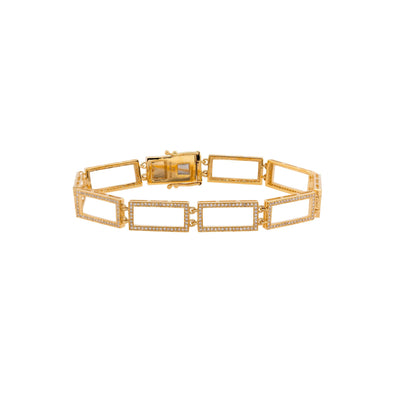 Open Bar Tennis Bracelet, 14K gold bracelet with Diamonds 