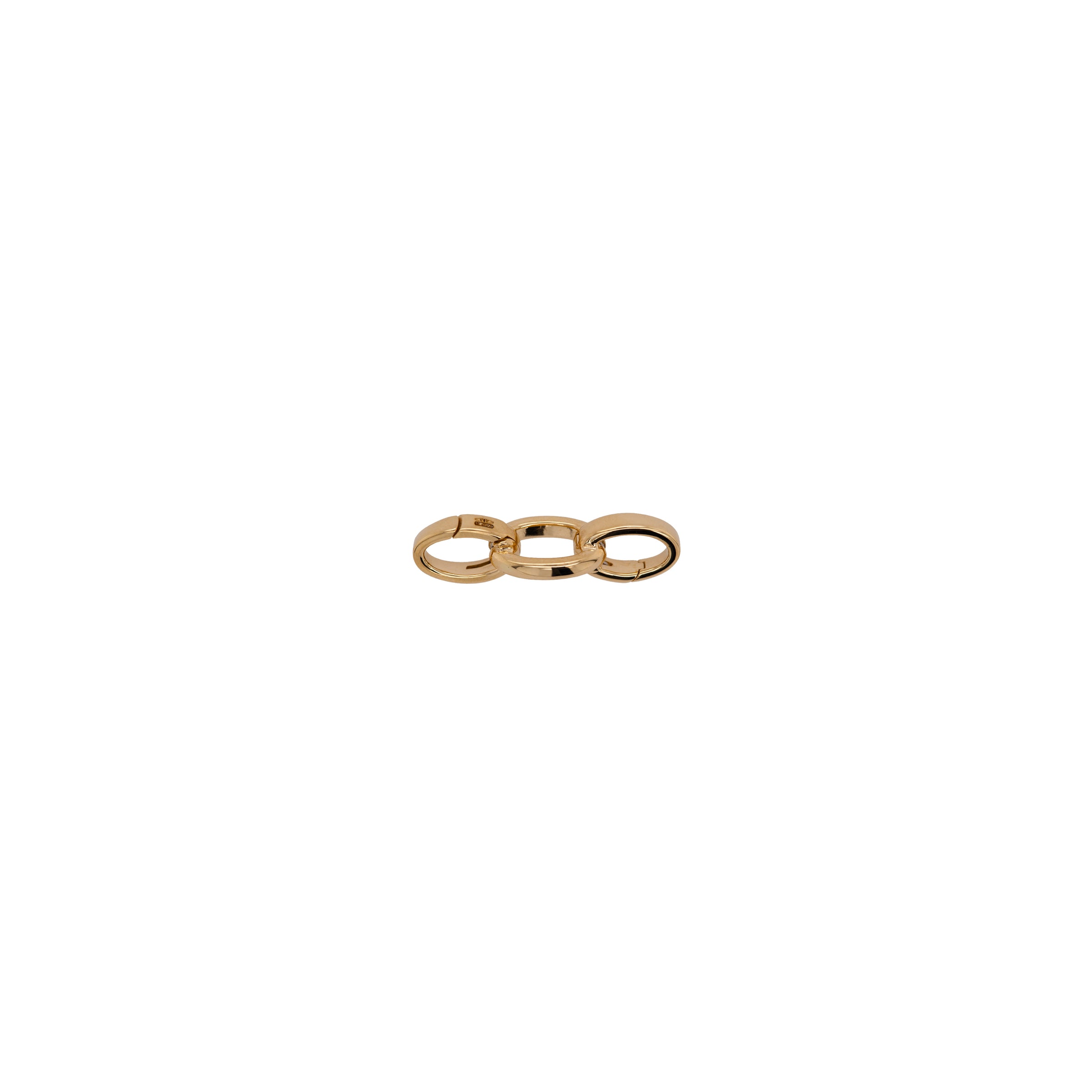 Oval Triple-linked Charm clasp, A 14K gold oval triple-link charm clasp.