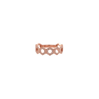 Rose Gold Prism Stackable Rings: A 14K gold, intricately designed stackable ring with a geometric pattern.