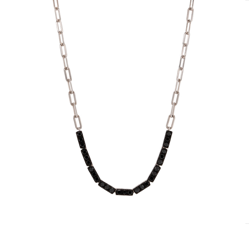 BLACK DIAMOND SILVER ROW NECKLACE