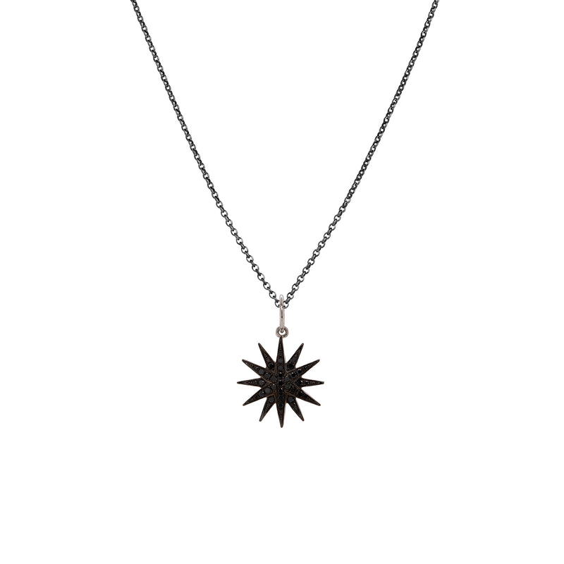 SMALL BLACK DIAMOND STARBURST PENDANT