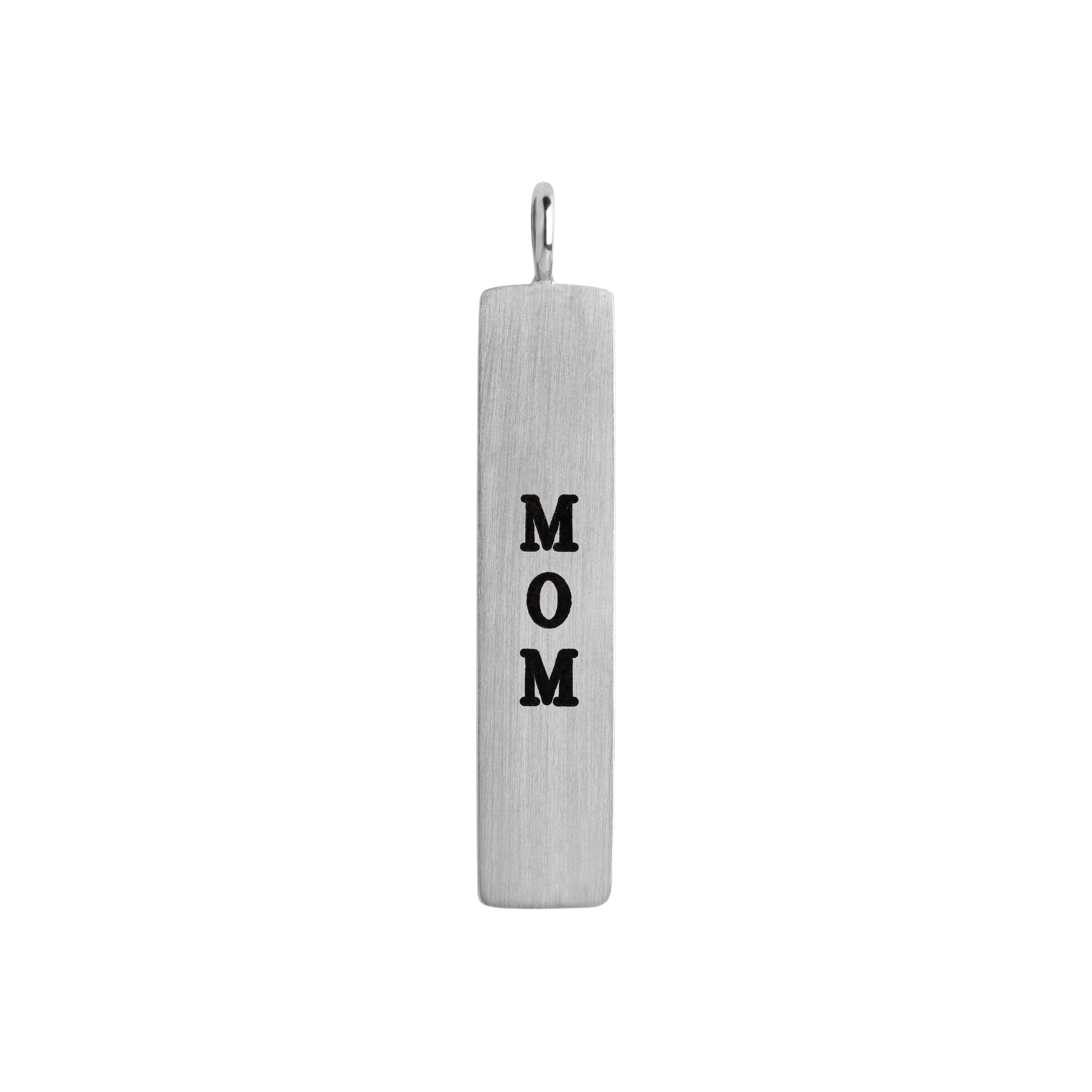 DOUBLE-SIDED ENGRAVED "MOM" & "BABE" DARKENED SILVER DOG TAG PENDANT