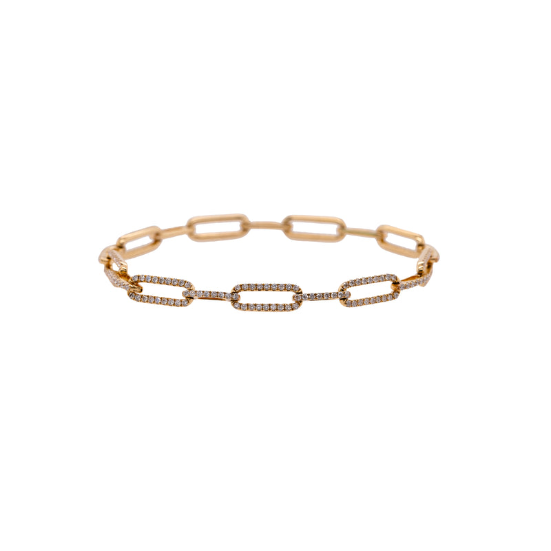 Sabrina Diamond Bracelet, a 14K gold diamond bracelet with a link clasp and diamond embellishments on the links, displayed against a white background.
