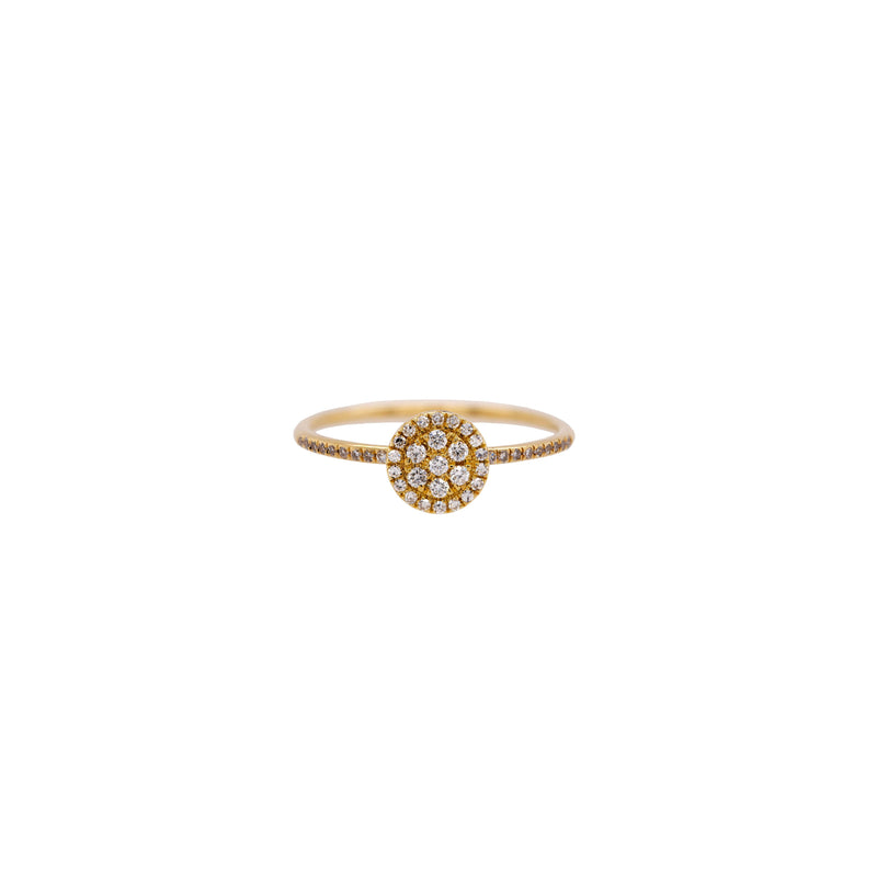 Small Illusion Round Diamond Ring: 14K gold ring with multiple small round diamonds to create an illusion of a big centered diamond