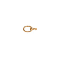 Left side up of the Small Oval Double-linked Charm clasp, a 14K gold small double-link clasp on a white background