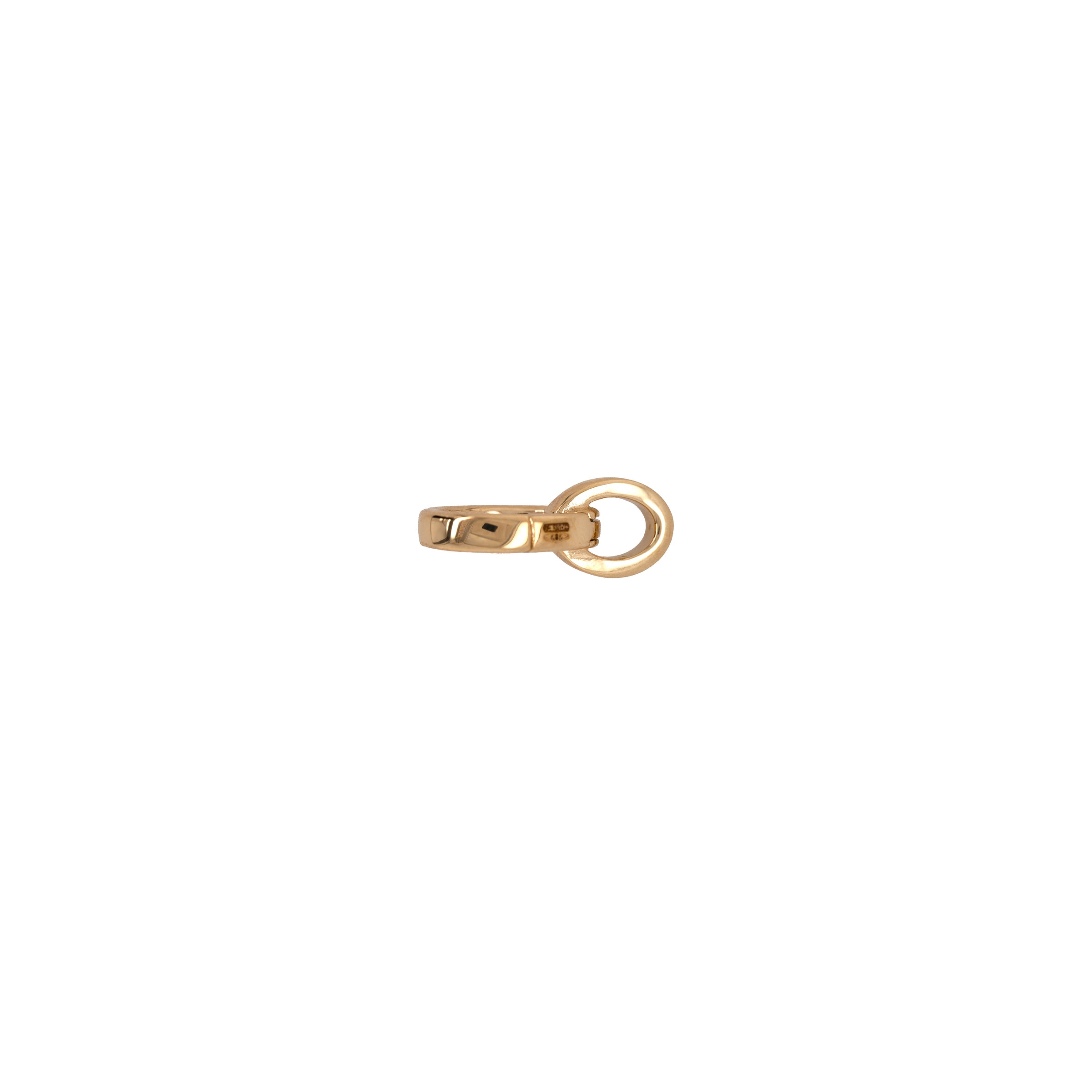 Right side up of the Small Oval Double-linked Charm clasp, a 14K gold small double-link clasp on a white background