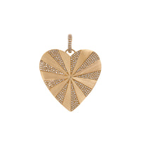 Spiral Heart Pendant: A 14K gold diamond pendant in the shape of a heart with a spiral pattern in the center.