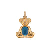 14K gold bear-shaped pendant, Teddy Pendant, featuring a London Blue Topaz gemstone on a white background
