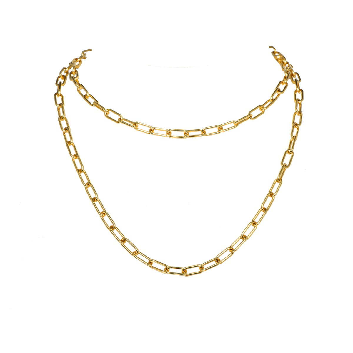 Timeless Lariat: 14K gold necklace worn as two chains