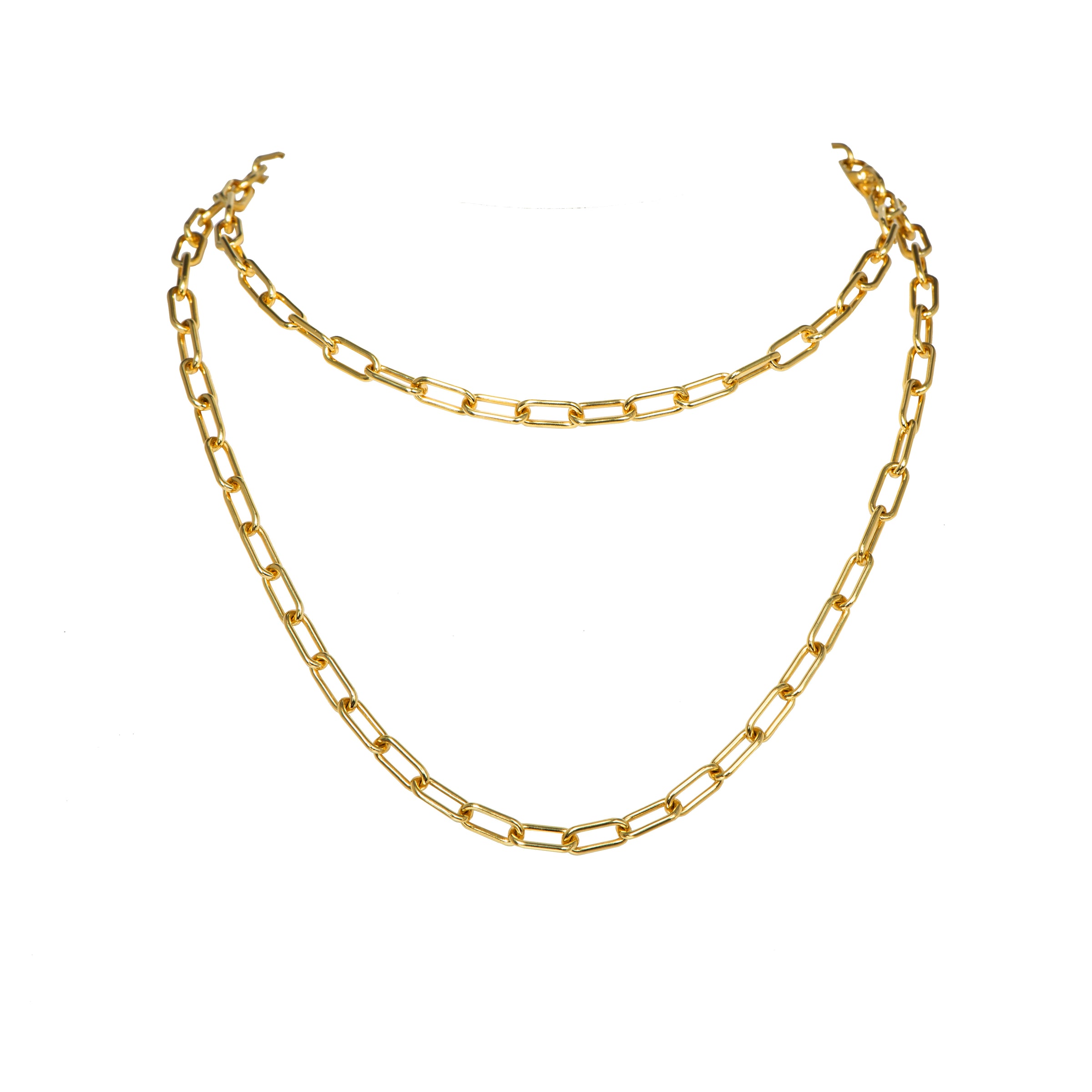 Timeless Lariat: 14K gold necklace worn as two chains