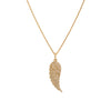 White Diamond Wing Necklace: A gold diamond pendant in the shape of a wing, suspended from a gold chain.