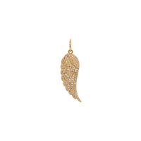 White Diamond Wing Pendant: A gold diamond pendant in the shape of a wing