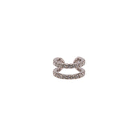 White Gold Open Bar Diamond Ear Cuff: A single 14K gold diamond ear cuff with an open bar design, featuring two rows of set diamonds.