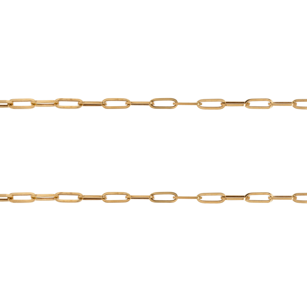 X-Large Long Link Chain, two rows of gold long link chains against a white background