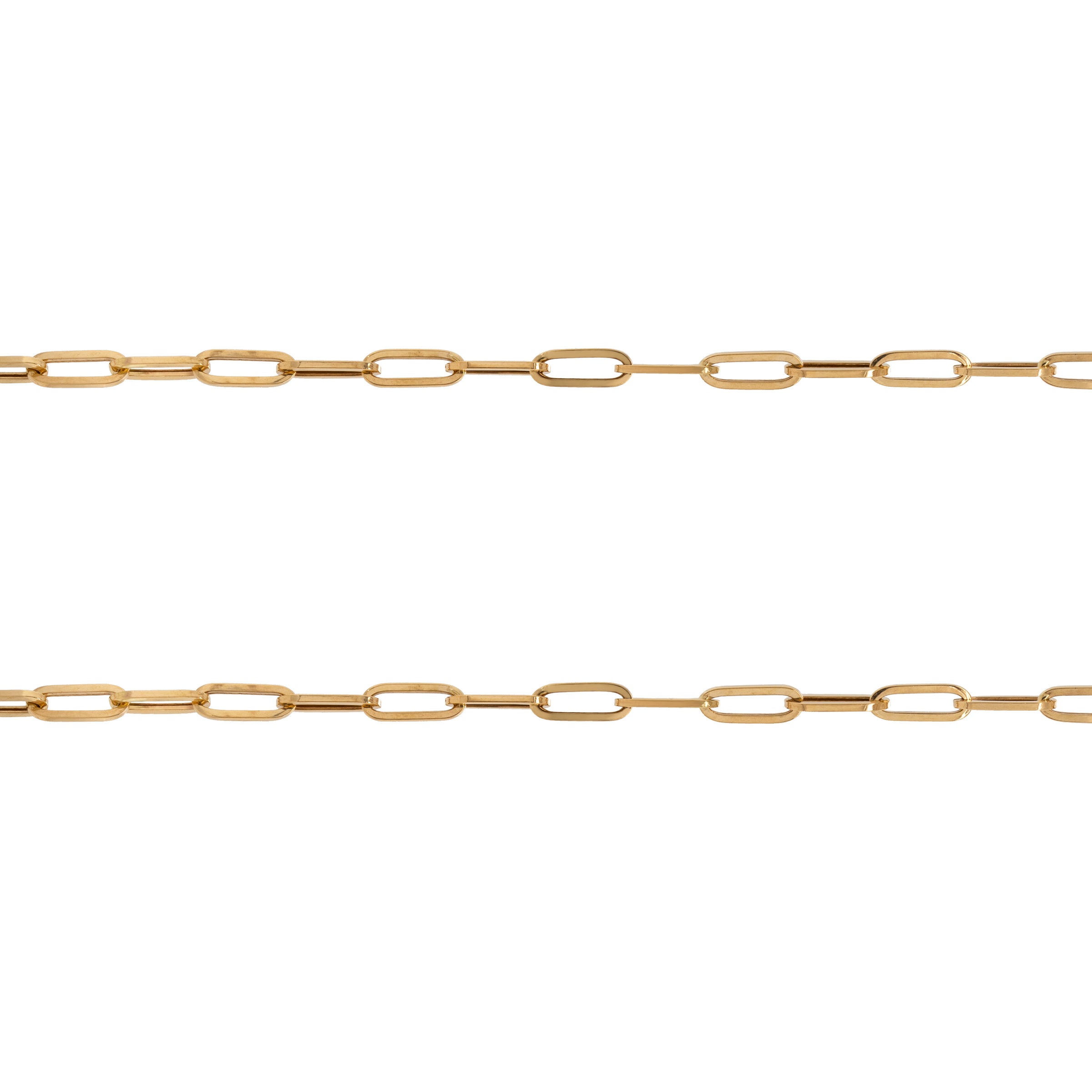 X-Large Long Link Chain, two rows of gold long link chains against a white background