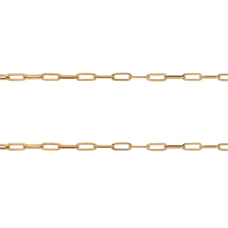 X-Large Long Link Chain, two rows of gold long link chains against a white background