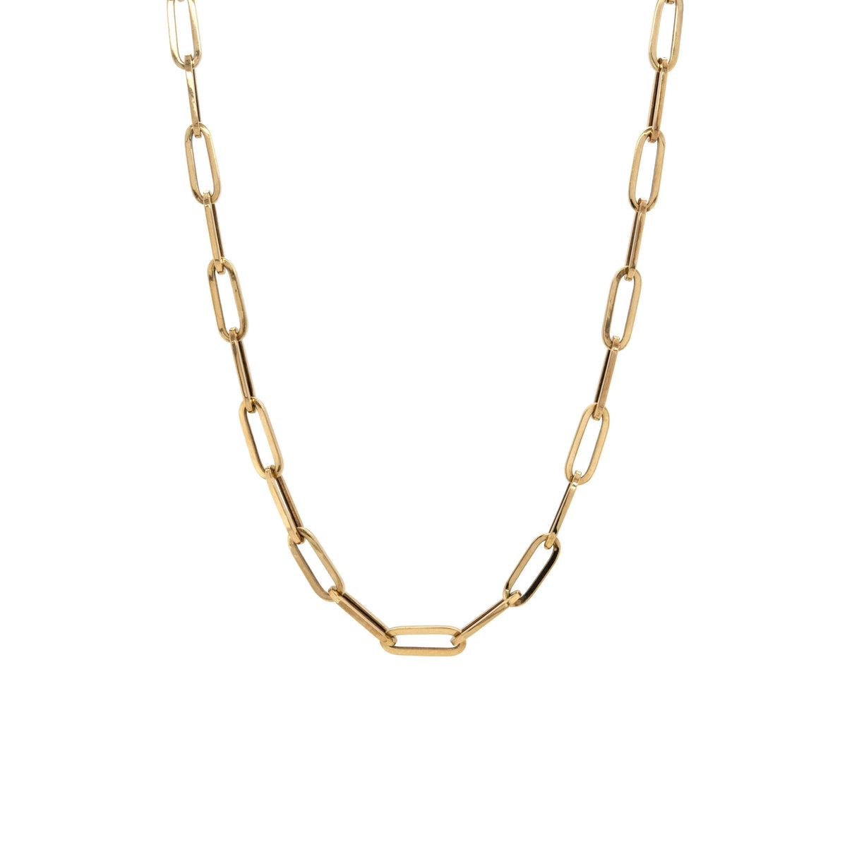 X-Large Long Link Chain: 14K Gold chain necklace on a white background
