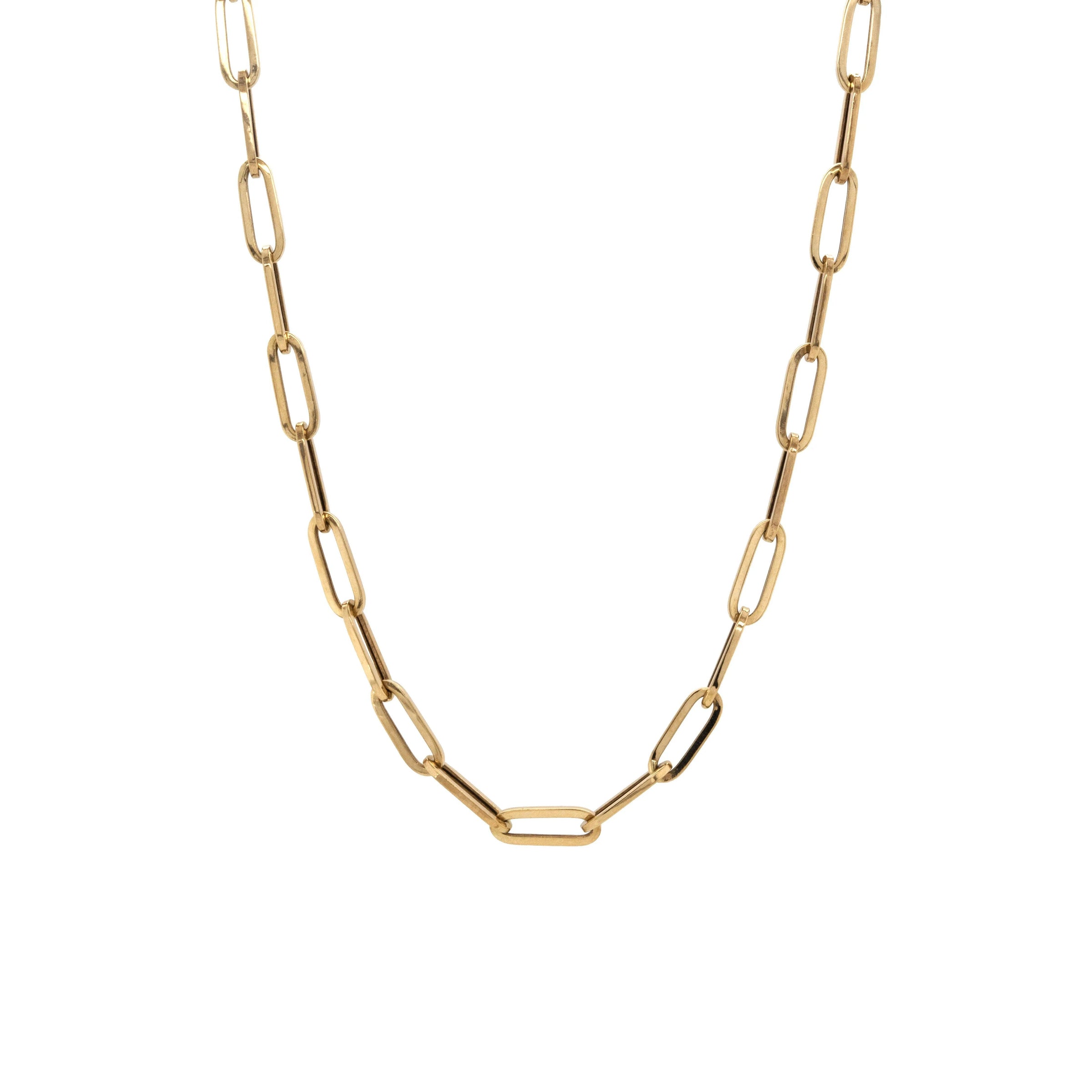 X-Large Long Link Chain: 14K Gold chain necklace on a white background