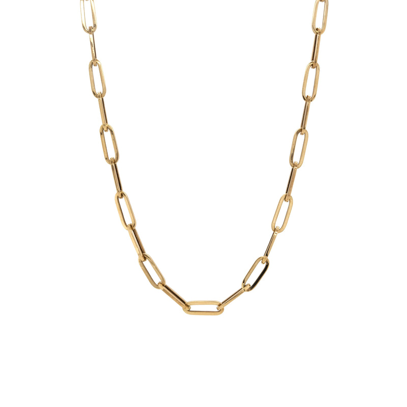 X-Large Long Link Chain: 14K Gold chain necklace on a white background