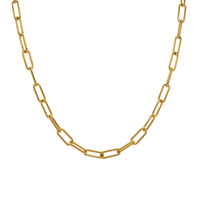 Yellow Gold Timeless Choker: A 14K gold choker necklace with a smooth, shiny finish and a classic link chain design.
