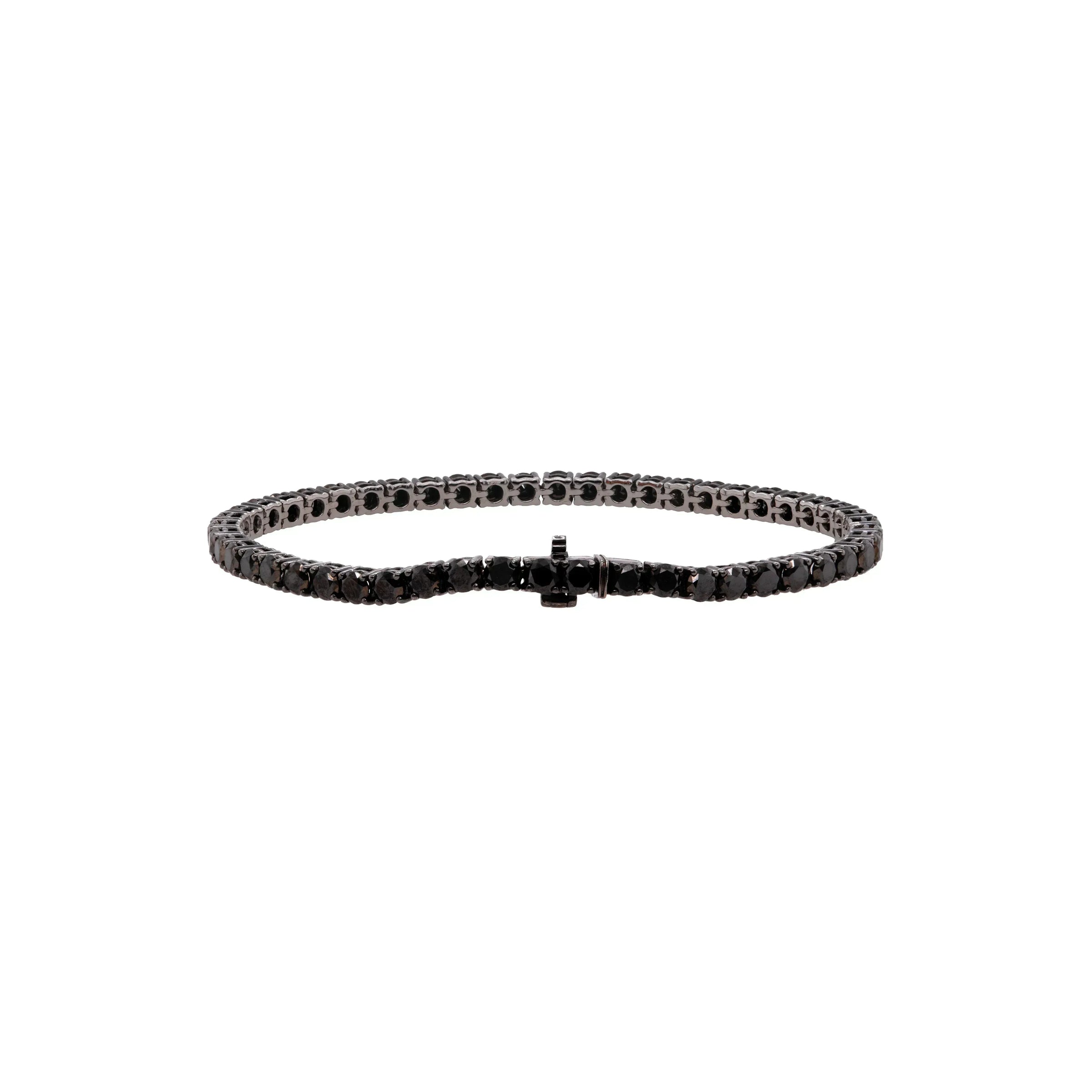 The back side of the 3mm Black Diamond Tennis Bracelet on a white background