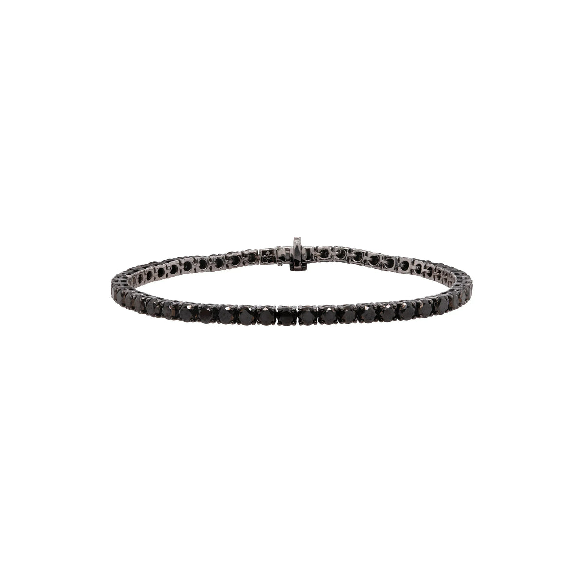 The front side of the 3mm Black Diamond Tennis Bracelet on a white background