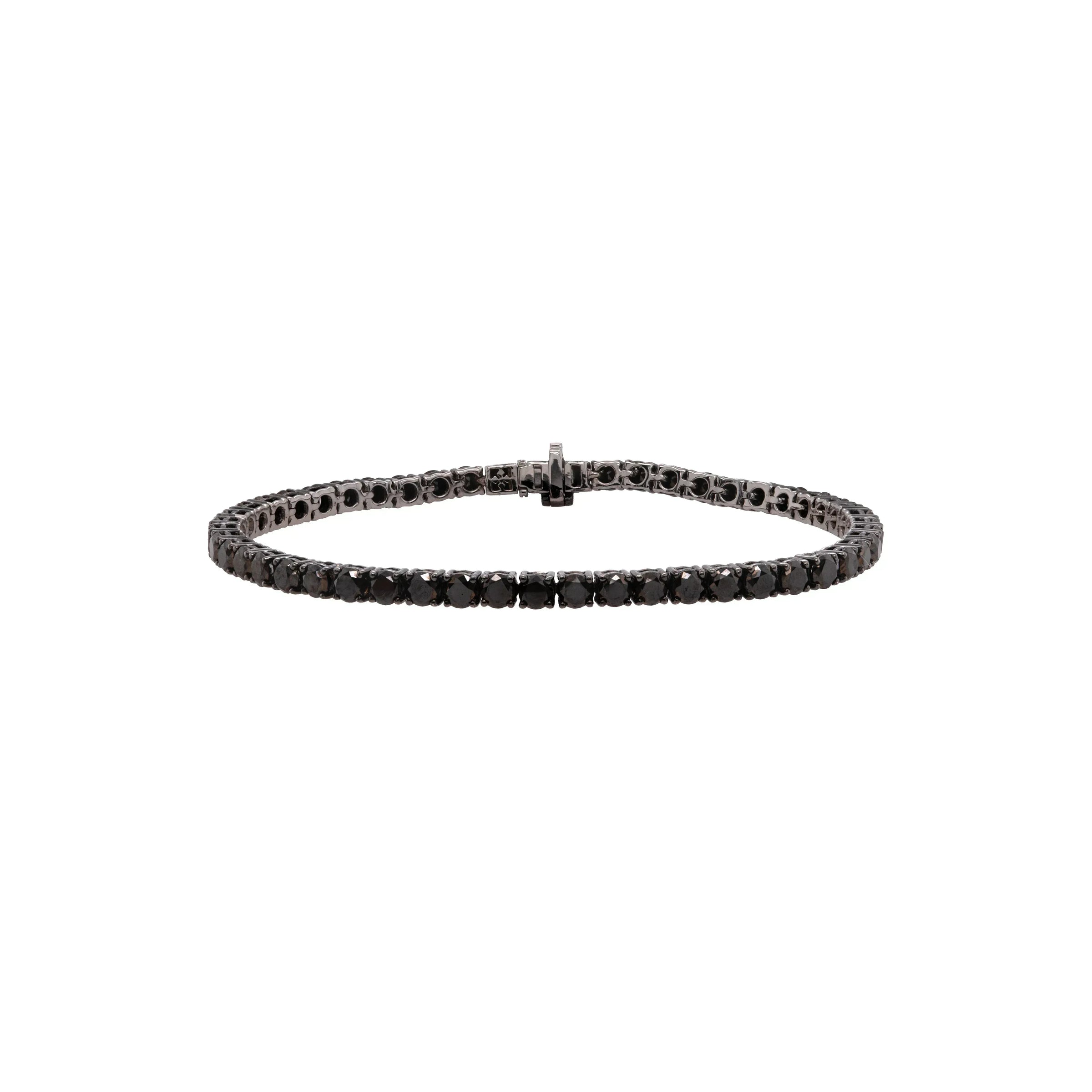 The front side of the 3mm Black Diamond Tennis Bracelet on a white background