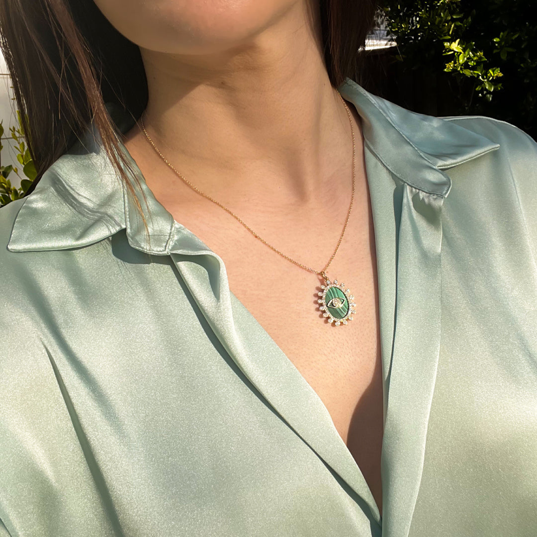 MALACHITE DAZZLE EVIL EYE PENDANT