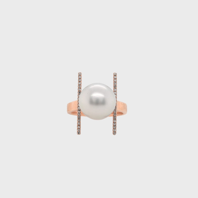 PEARL WITH DIAMOND BARS RING