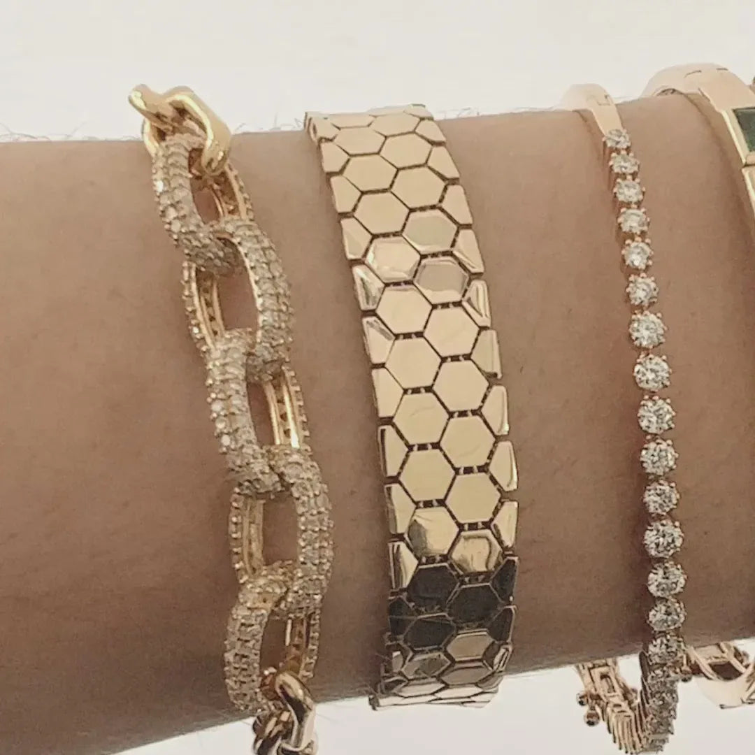 Video of the Liquid Prism Bracelet, the 24/7 Diamond Bangle, and the Emerald Bracelet
